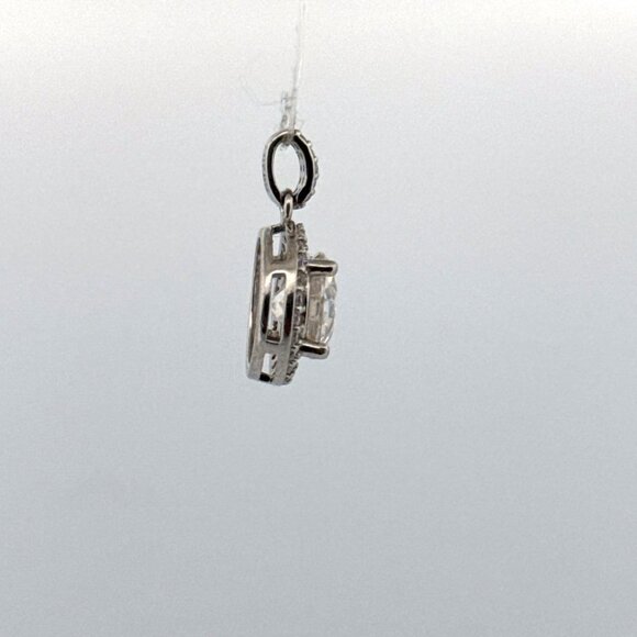 Estate Sterling Silver 925 Halo CZ Round Pendant Charm, No Chain, 1.7g, Stamped - Picture 2 of 8